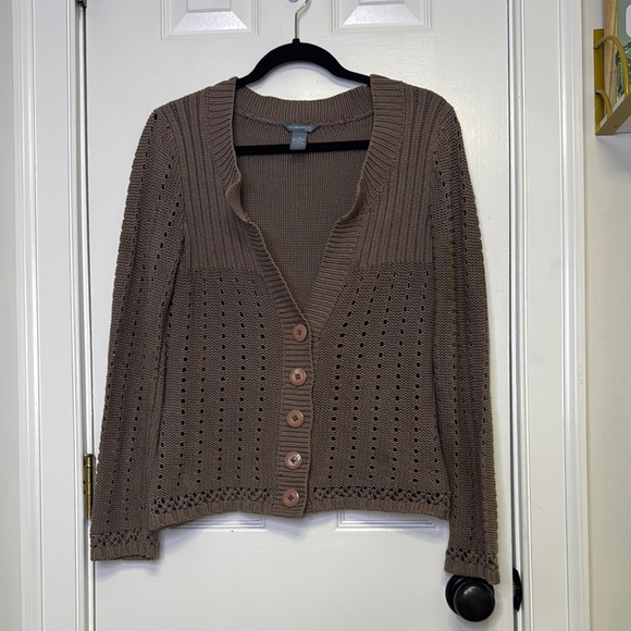 Hillard & Hanson Sweaters - Hillard & Hanson Vintage Brown V-Neck Cardigan Sweater Cable Knit